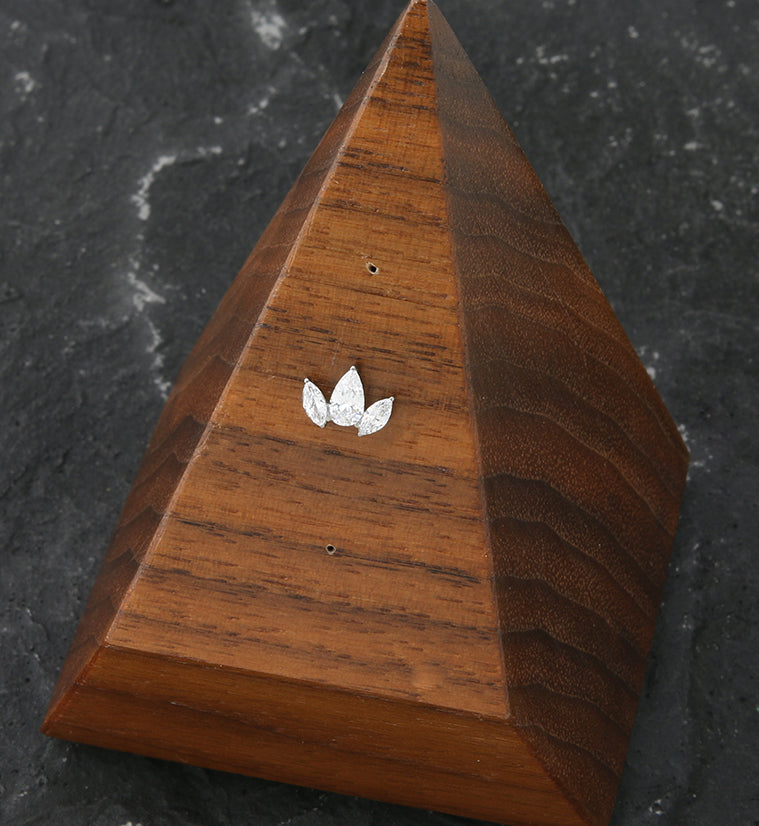 Triple Empress Teardrop CZ Threadless Titanium Top