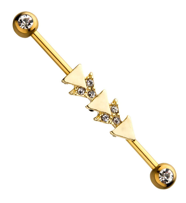 Gold PVD Tri Arrow Industrial Barbell