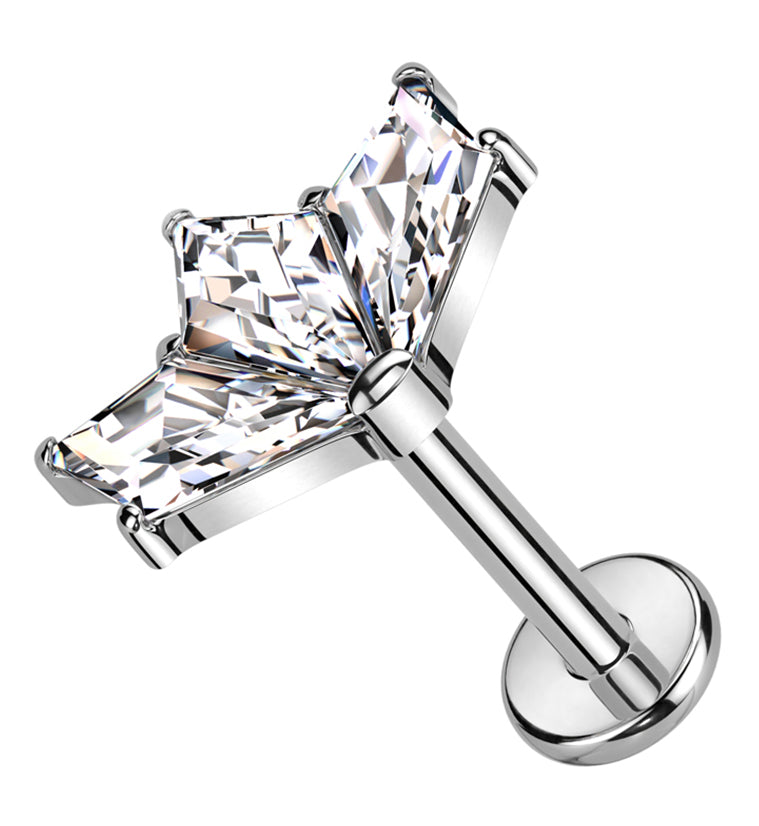 Triple Kite Clear CZ Titanium Internally Threaded Labret