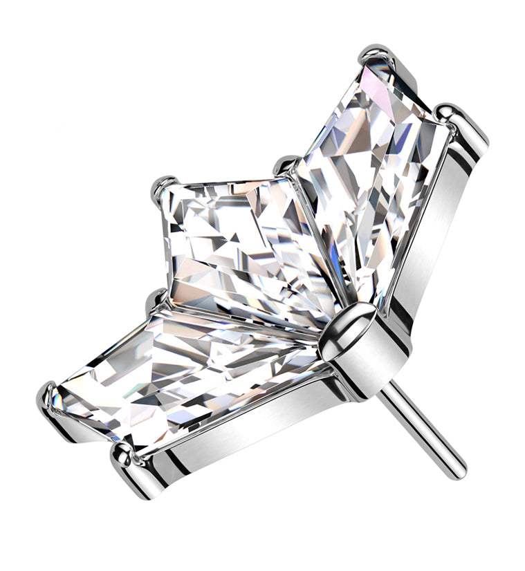 Triple Kite CZ Threadless Titanium Top