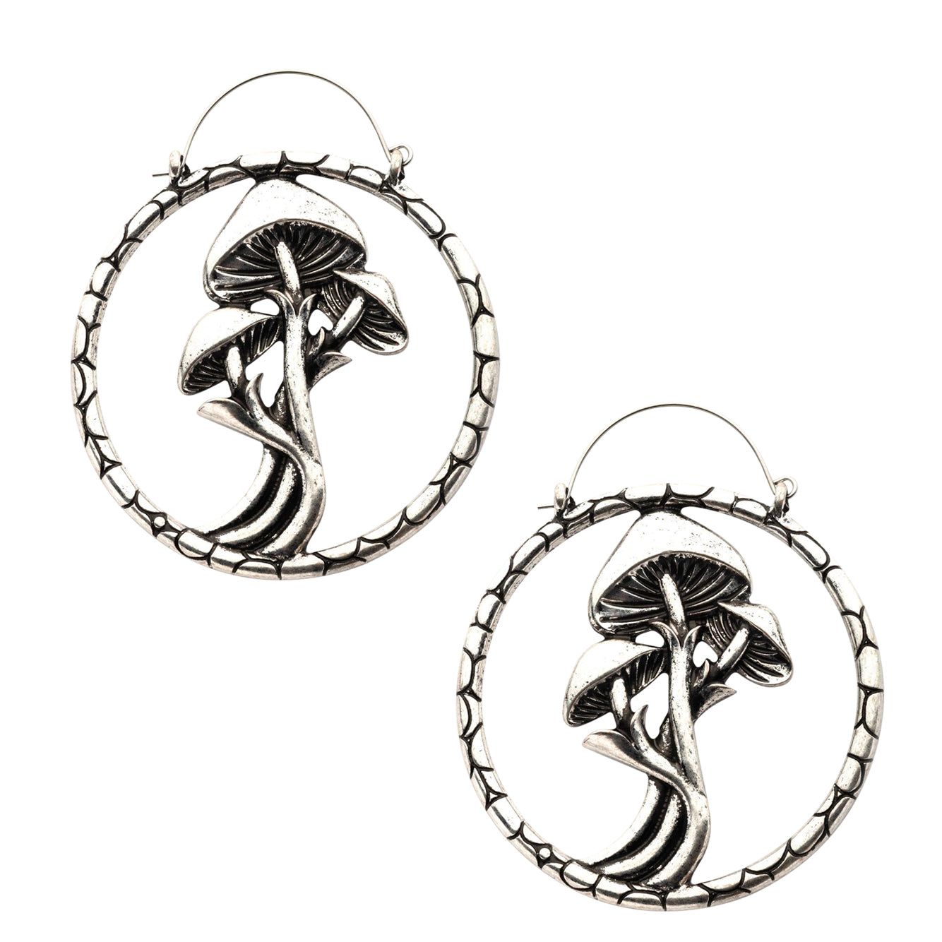 Triple Mushroom Stainless Steel Plug Hoops | UrbanBodyJewelry.com