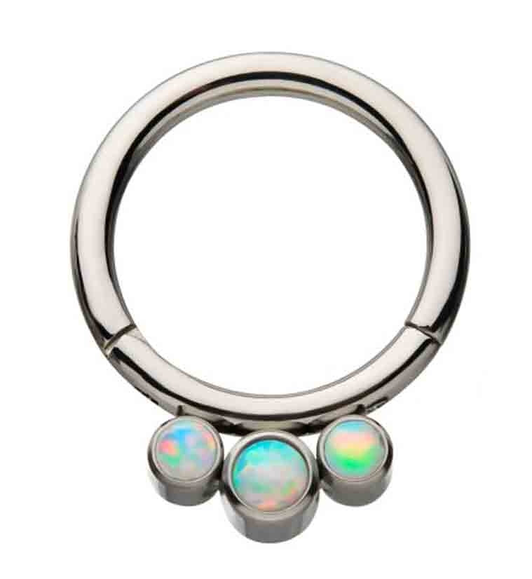 Titanium Hinged Triple Opalite Segment Ring