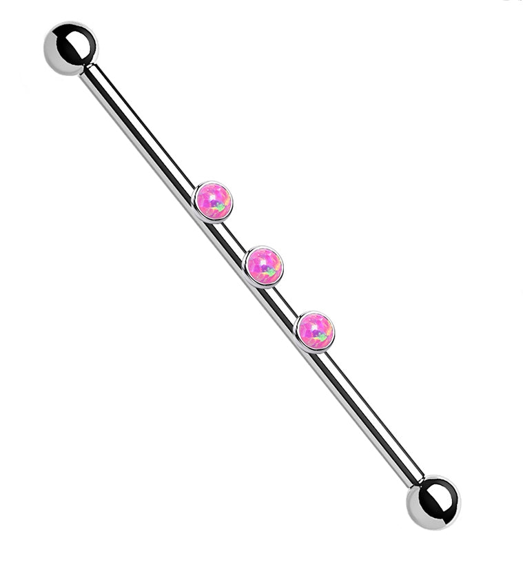 Triple Pink Opalite Titanium Industrial Barbell