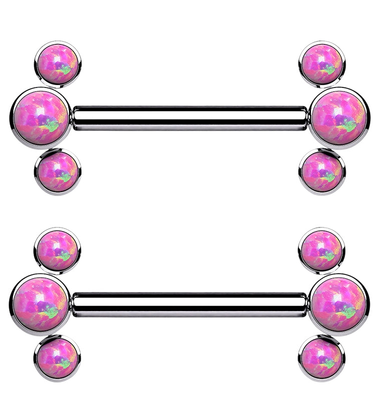 14G Trice Pink Opalite Titanium Nipple Ring Barbell
