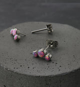 Triple Pink Opalite Titanium Threadless Earrings