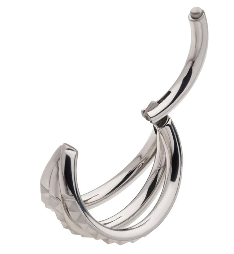 Triple Polyhedra Row Titanium Hinged Segment Ring