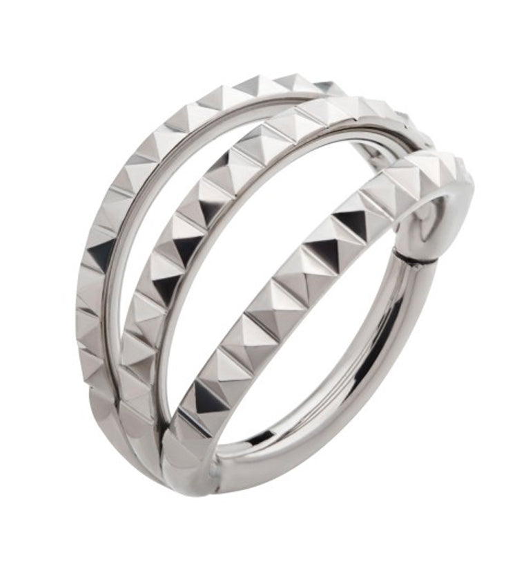 Triple Polyhedra Row Titanium Hinged Segment Ring