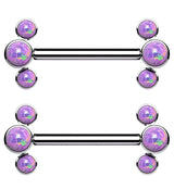 14G Purple Opalite Trinary Titanium Threadless Nipple Bars
