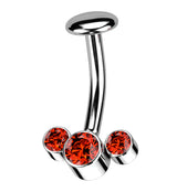 Triple Red CZ Titanium Threadless Floating Belly Button Ring