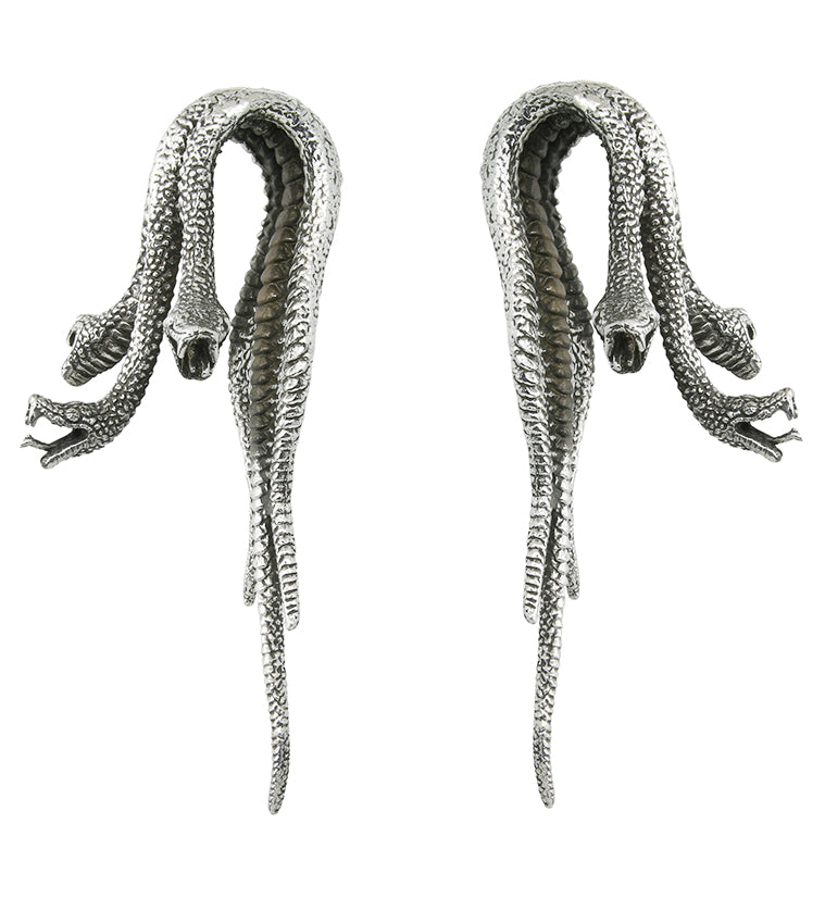 Triple Serpent White Brass Ear Weights