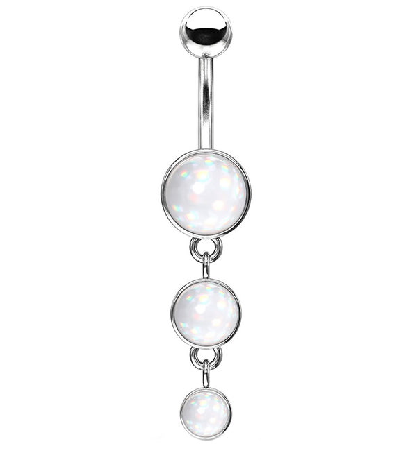Triple White Escent Dangle Belly Ring