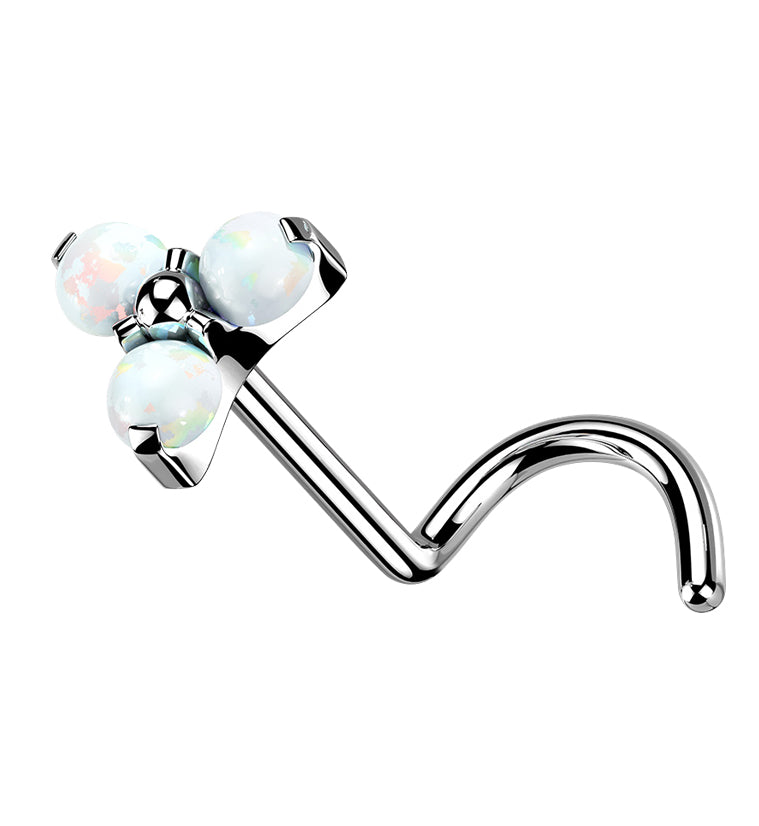 Triple White Opalite Titanium Nose Screw Ring