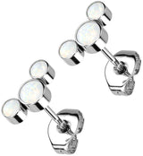 Triple White Opalite Titanium Threadless Earrings