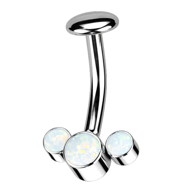 Triple White Opalite Titanium Threadless Floating Belly Button Ring
