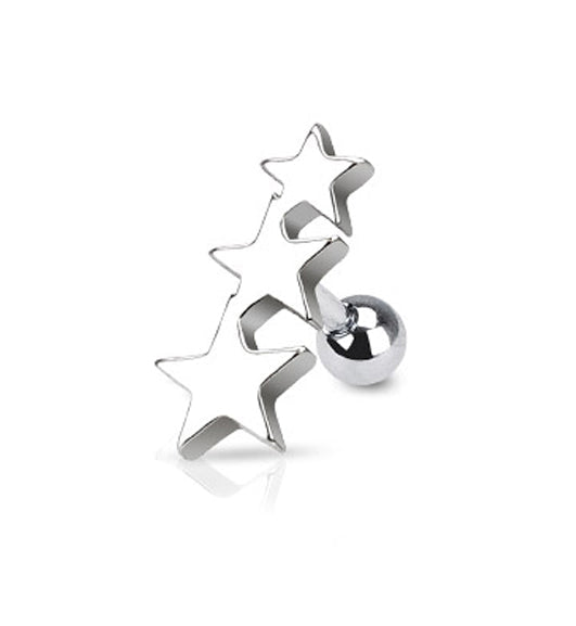 Triple Star Tragus / Cartilage Barbell