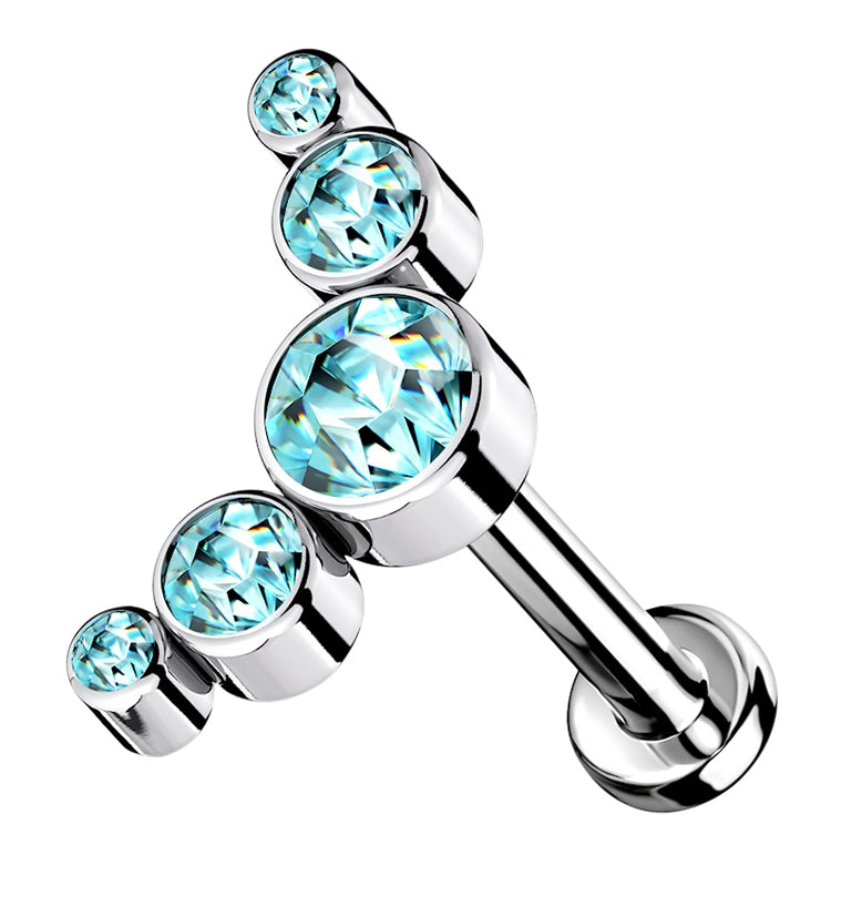 16G Aqua CZ Truce Top Titanium Labret
