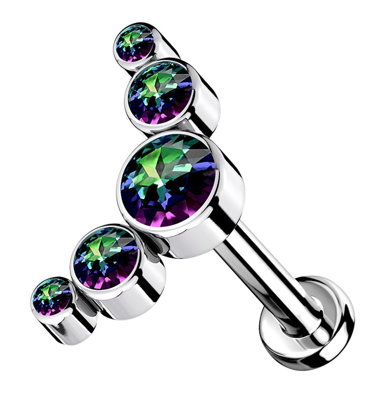 16G Black Aurora CZ Truce Top Titanium Labret