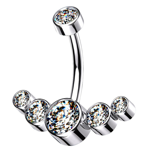 Clear CZ Truce Titanium Belly Button Ring