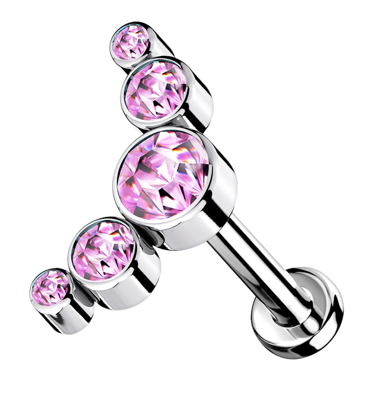 16G Pink CZ Truce Top Titanium Labret