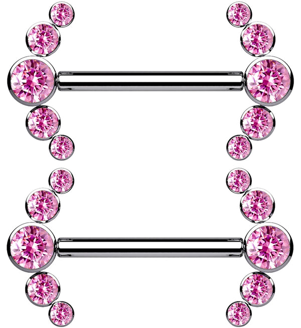 14G Truce Pink CZ Titanium Nipple Ring Barbell