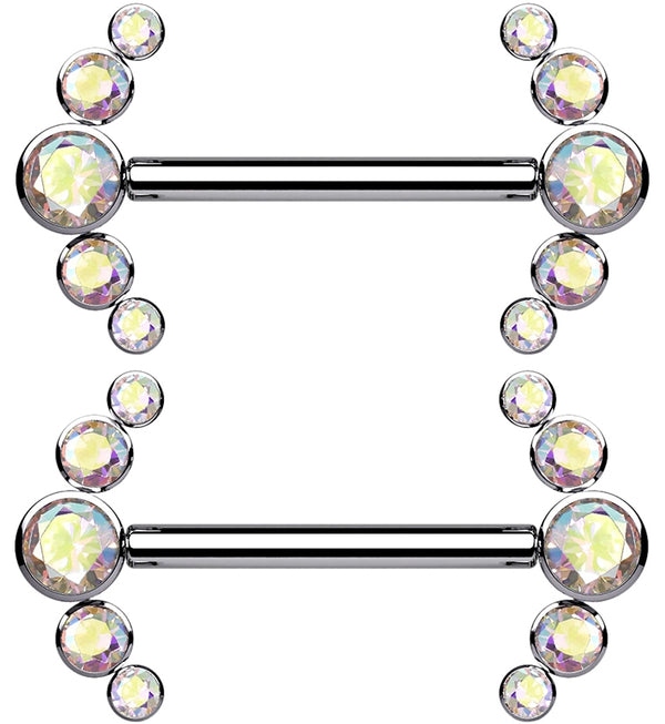 14G Truce Rainbow Aurora CZ Titanium Nipple Ring Barbell