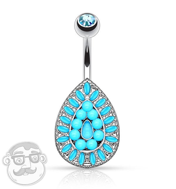 Turquoise Beaded Teardrop Belly Button Ring