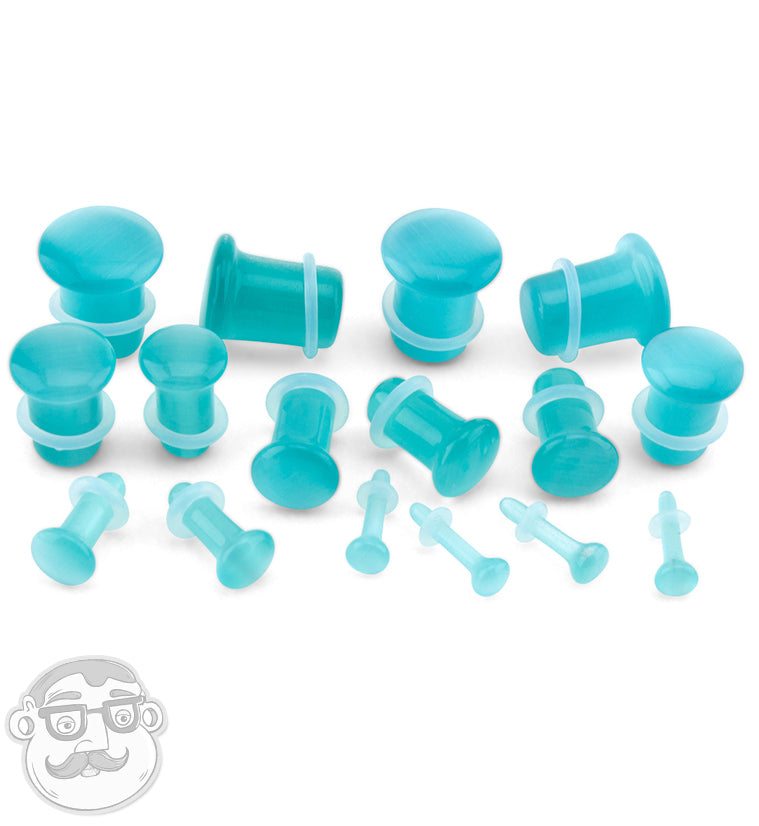 Turquoise Cat's Eye Glass Single Flare Plugs