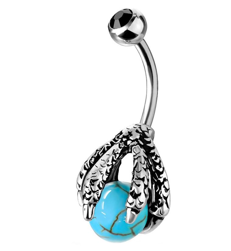Turquoise Claw Grip Belly Button Ring