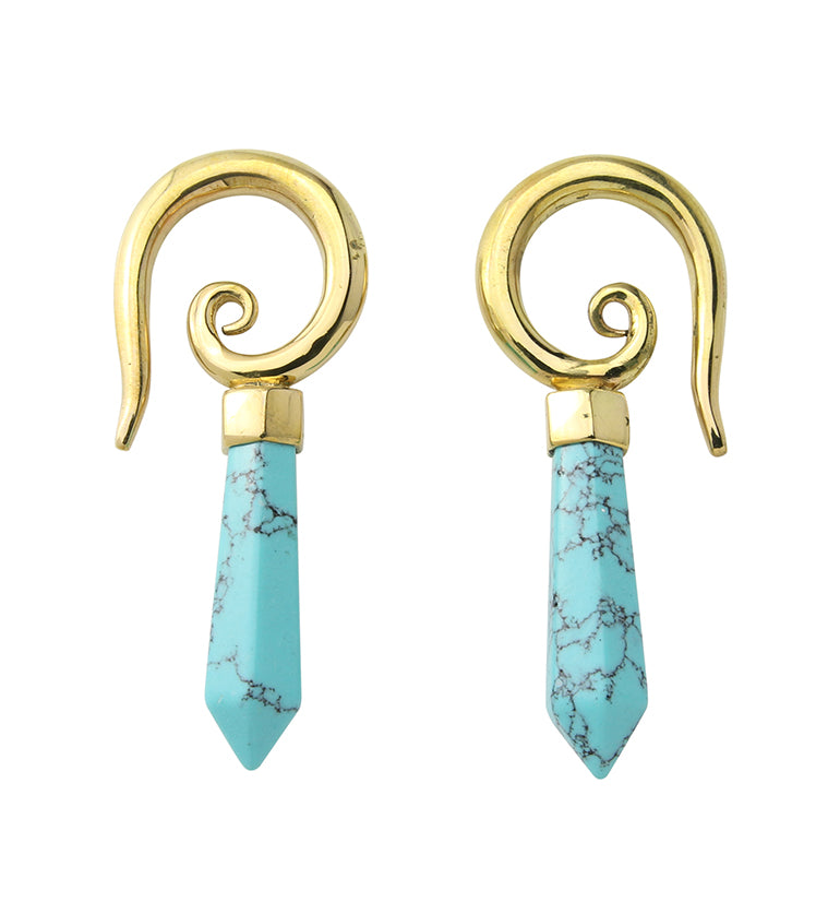 Turquoise Cutlas Brass Ear Weights