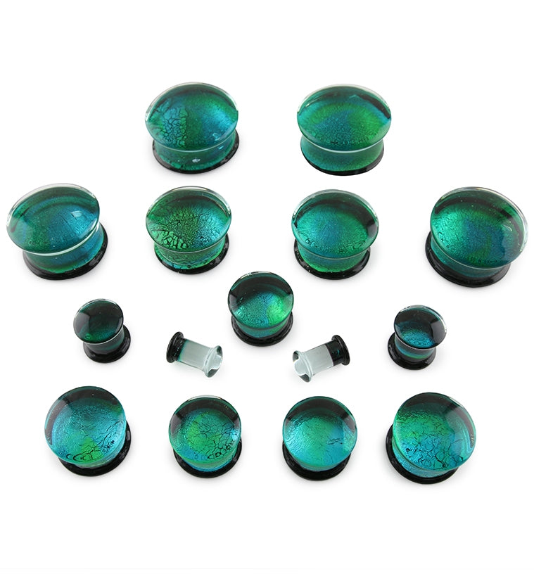 Turquoise Green Dichroic Glass Plugs