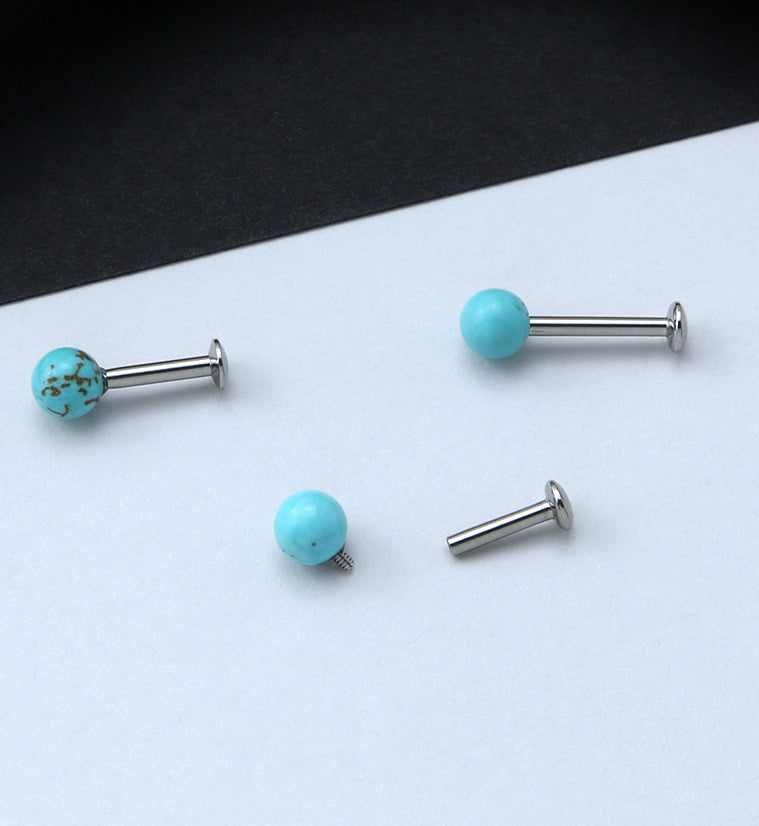 Turquoise Howlite Stone Ball Top Internally Threaded Labret