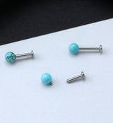 Turquoise Howlite Stone Ball Top Internally Threaded Labret