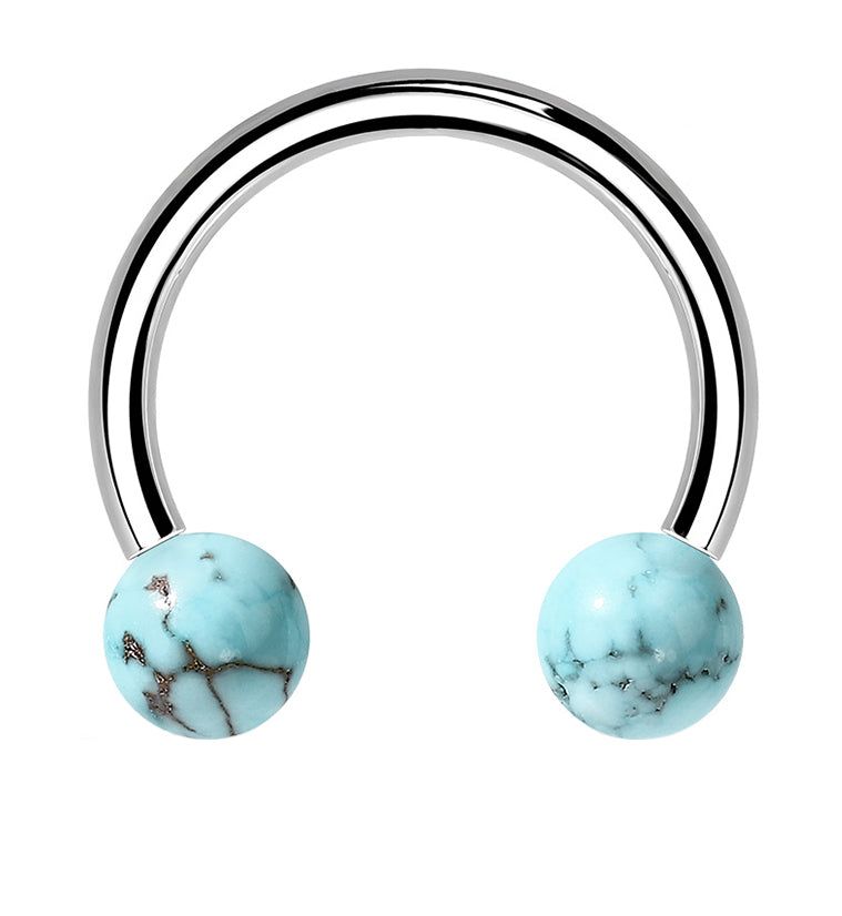 Turquoise Howlite Stone Circular Barbell