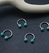Turquoise Howlite Stone Circular Barbell