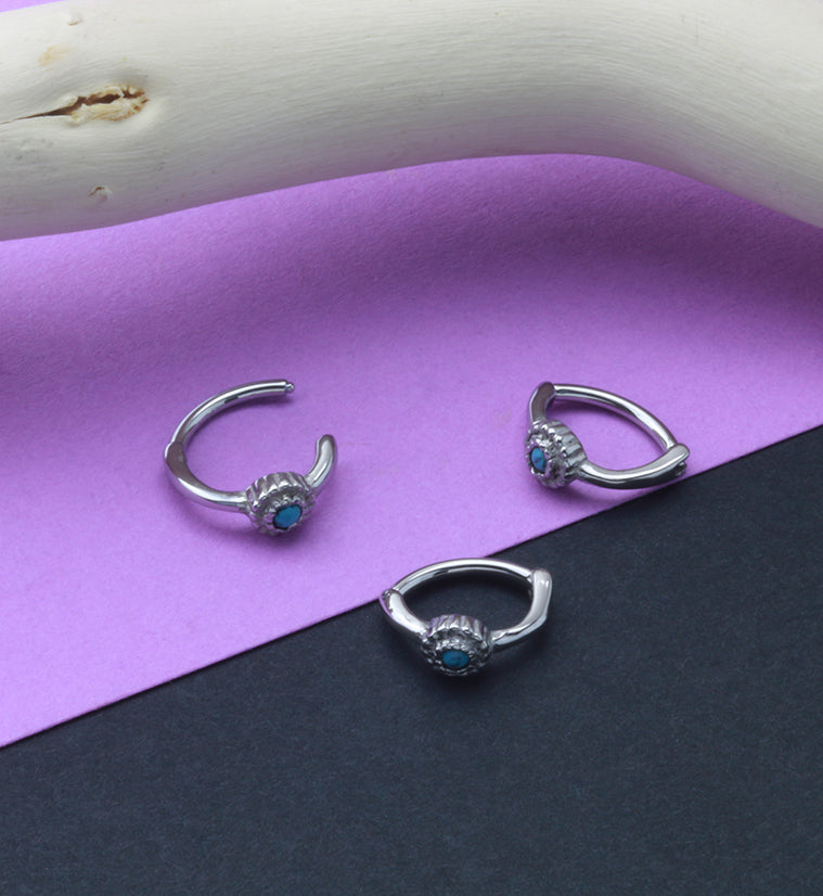 16G Centered Turquoise Howlite Stone Rook Clicker