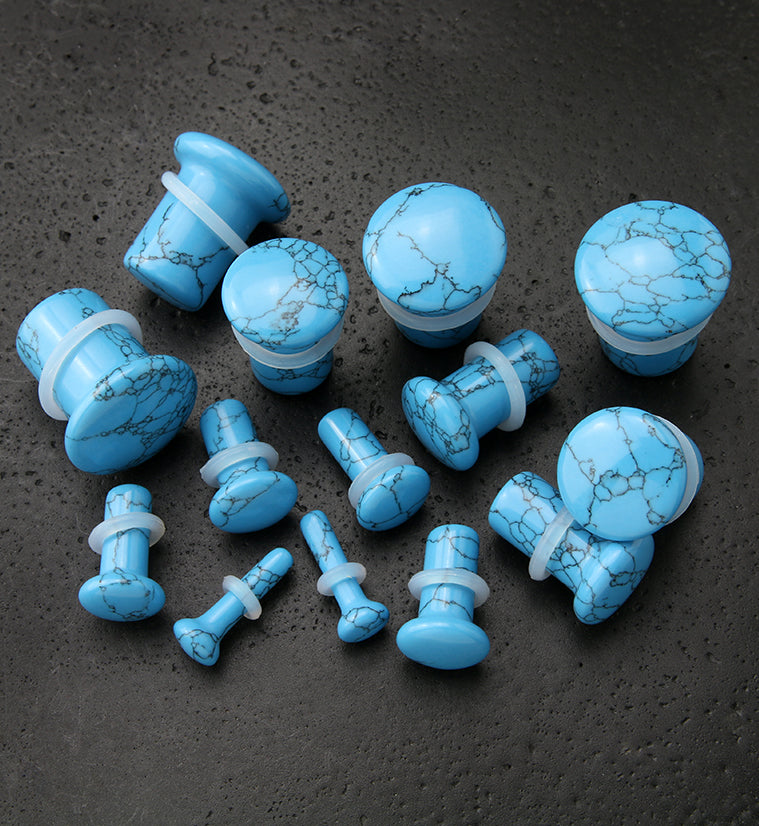 Turquoise Howlite Stone Single Flare Plugs