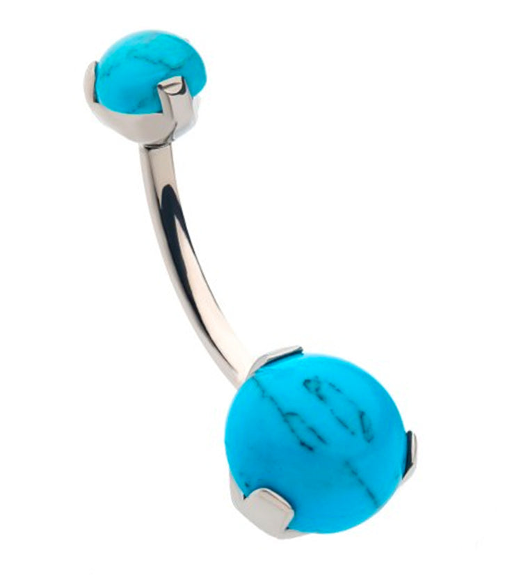Turquoise Howlite Stone Titanium Belly Button Ring