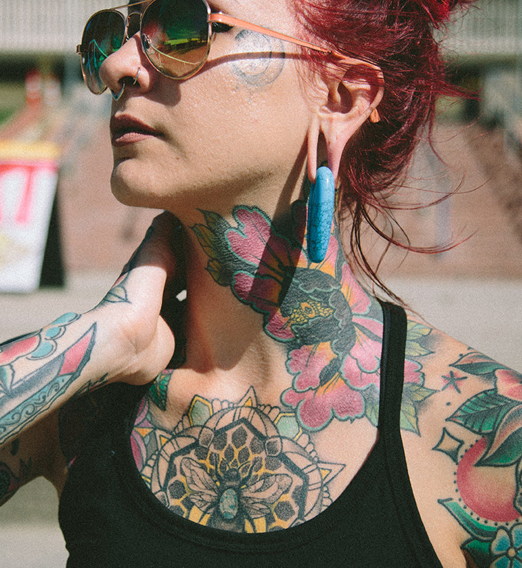 Turquoise Howlite Stone Keyhole Ear Weights