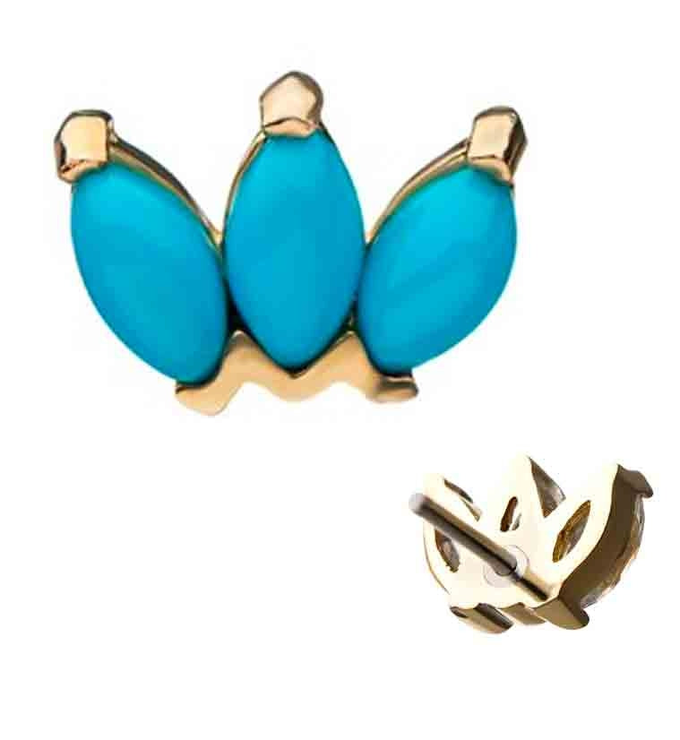 14kt Gold Turquoise Lotus Threadless Top