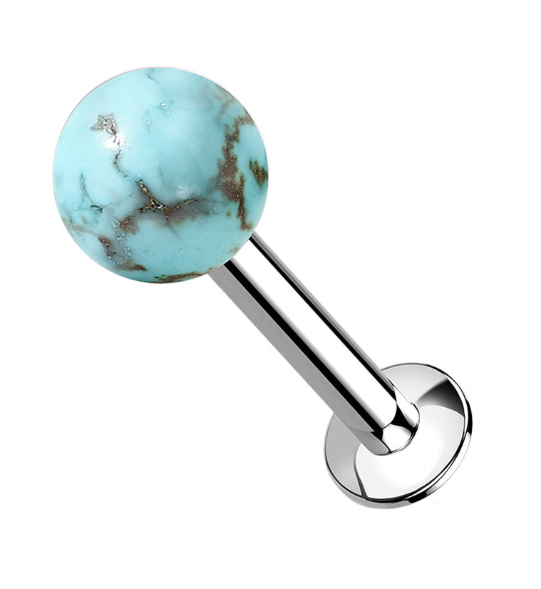 Turquoise Stone Ball Top Internally Threaded Labret