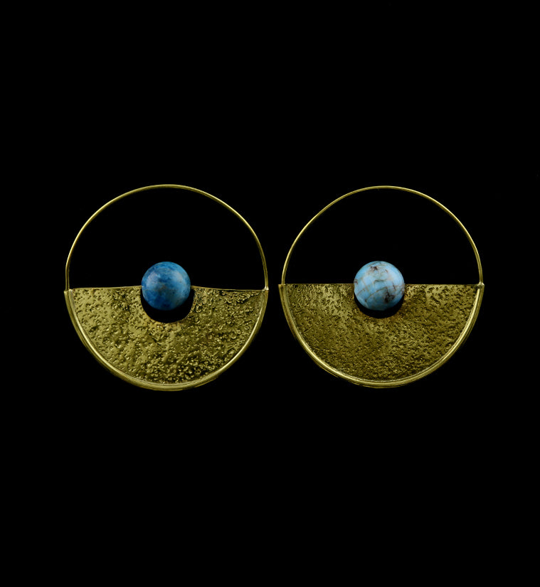 18G Meridian Turquoise Sphere Brass Earrings / Hangers