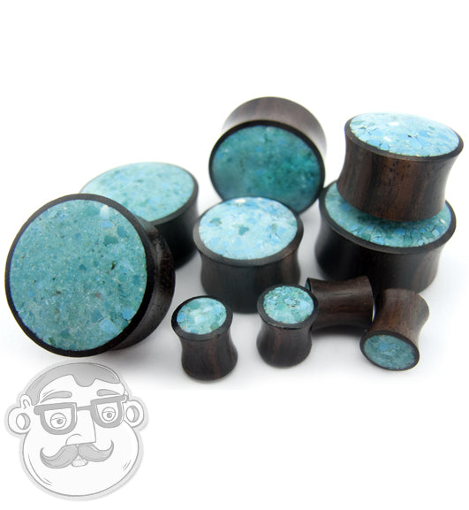Turquoise Stone Inlay Wood Plugs