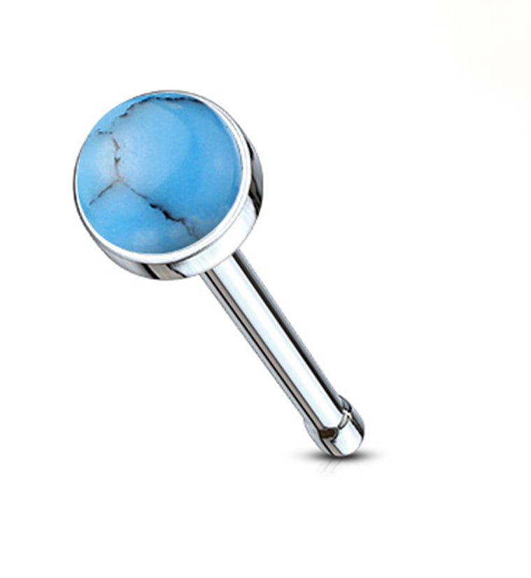 20G Turquoise Howlite Stone Top Nosebone