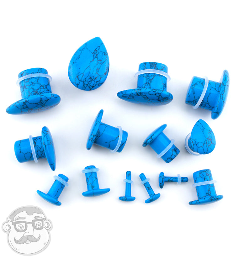 Turquoise Howlite Single Flare Teardrop Plugs