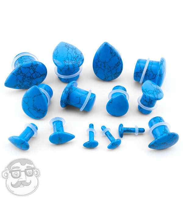 Turquoise Howlite Single Flare Teardrop Plugs