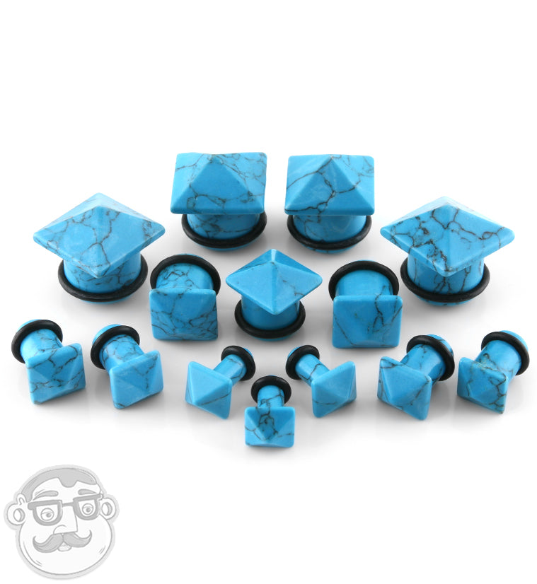 Teal Stone Squared Plugs