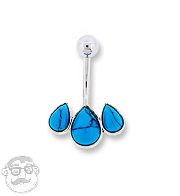 Triple Teardrop Howlite Turquoise Stone Belly Button Ring