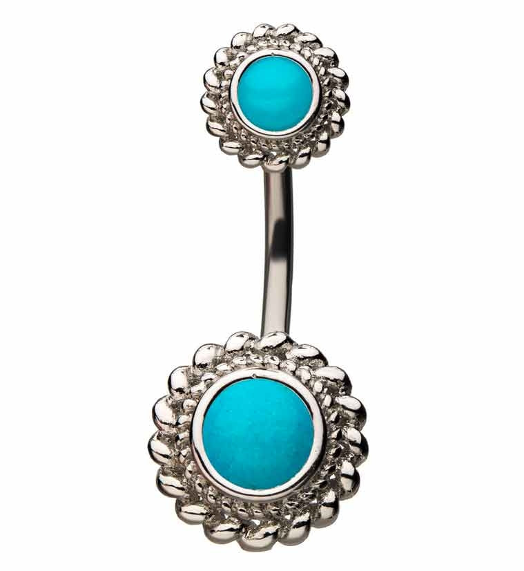 Turquoise Howlite Stone Twine Belly Ring