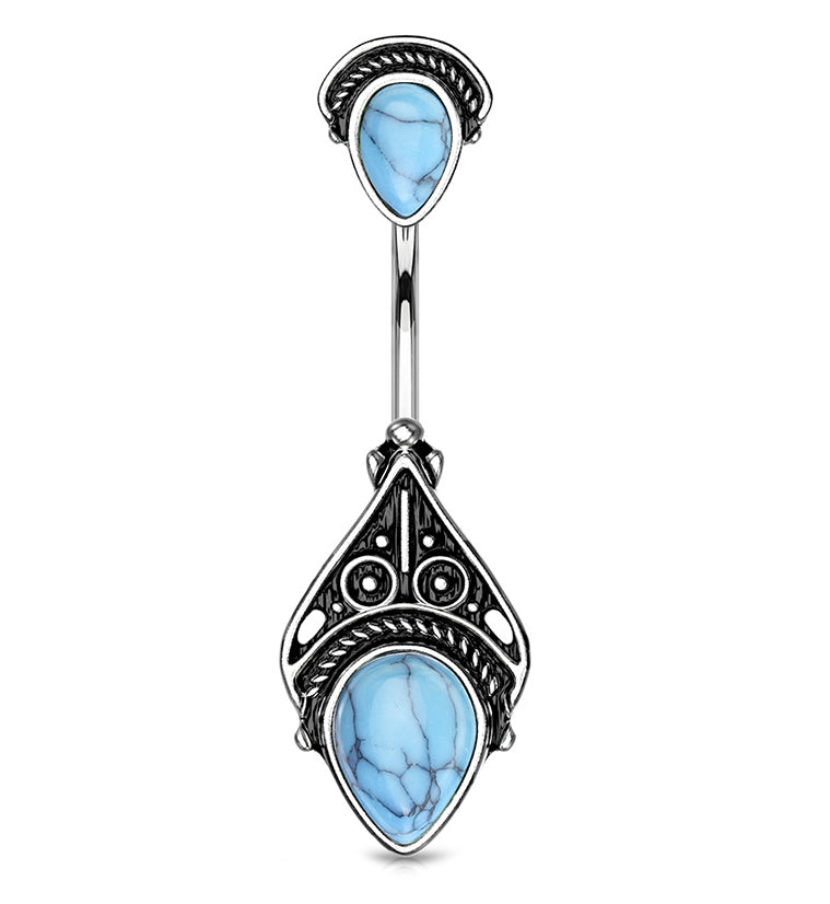 Turquoise Howlite Vintage Spear Belly Button Ring