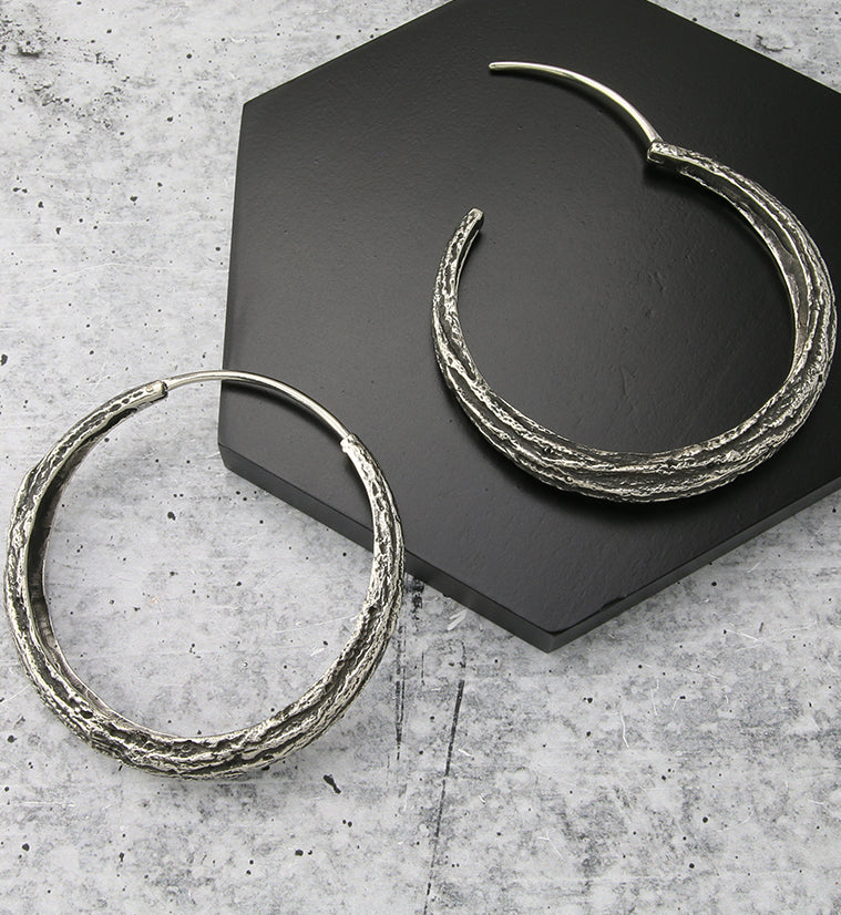 Twig Hoop Hinged White Brass Hangers/Earrings